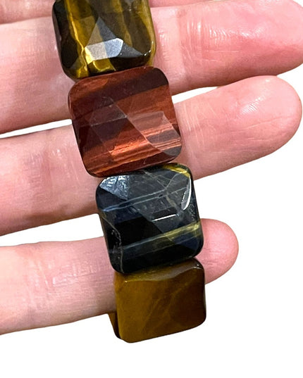 - Kalifano Multi color Heavy Faceted Tiger eye gemstone bangle stretchy br…