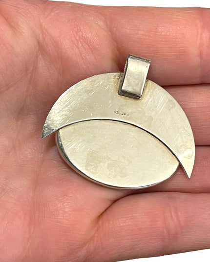 Vintage Sterling silver 925  black Onyx modernist pendant