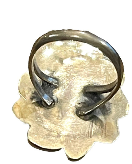 Vintage sterling silver 925 turquois ring Navajo fancy ornate