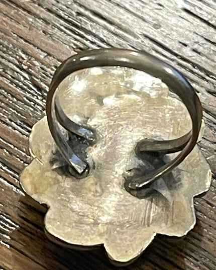 Vintage sterling silver 925 turquois ring Navajo fancy ornate