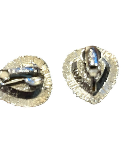 Stunning cute blue crystal heart AVON vintage clip on earrings silver fi…
