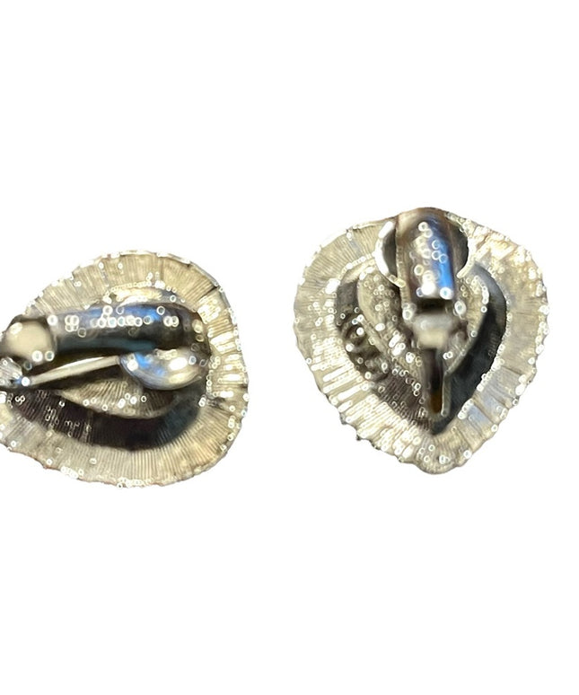 Stunning cute blue crystal heart AVON vintage clip on earrings silver fi…