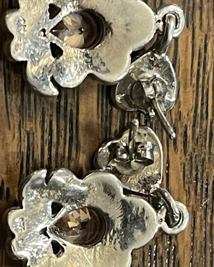 Sterling silver 925  citrine glass marcasite fancy dangle pierced earrin…