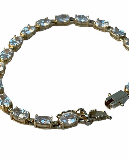 Sterling gold plt fancy Crystal CZ diamond look rhinestone bracelet