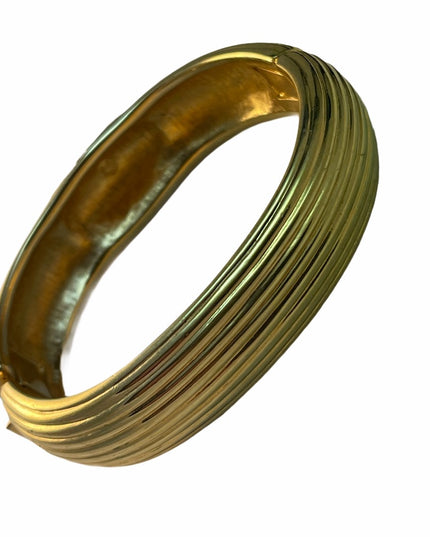 Vintage C1980s Swarovski Swan authentic Gold finish heavy crystal bangle