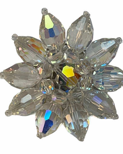 Stunning large Vintage C1950s Crystal AB flower brooch