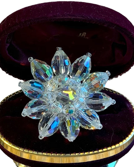 Stunning large Vintage C1950s Crystal AB flower brooch