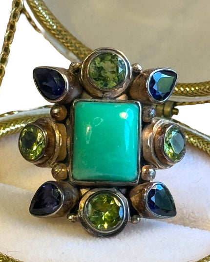Vintage Sterling Nicky Butler Green Serpentine Stone, Gemstones amethyst  Ring