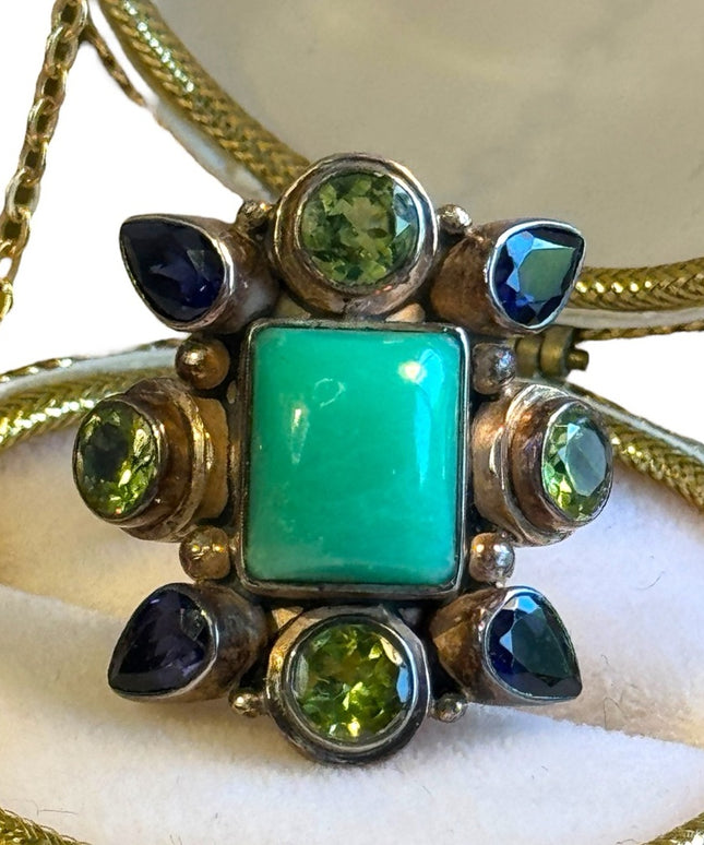 Vintage Sterling Nicky Butler Green Serpentine Stone, Gemstones amethyst  Ring