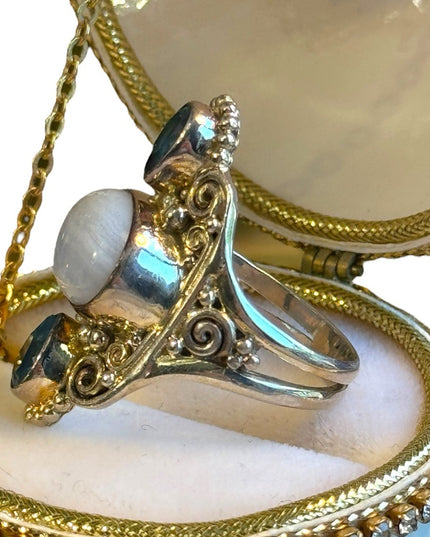 Sajen sterling silver 925 Topaz scrollwork Bali designer ring