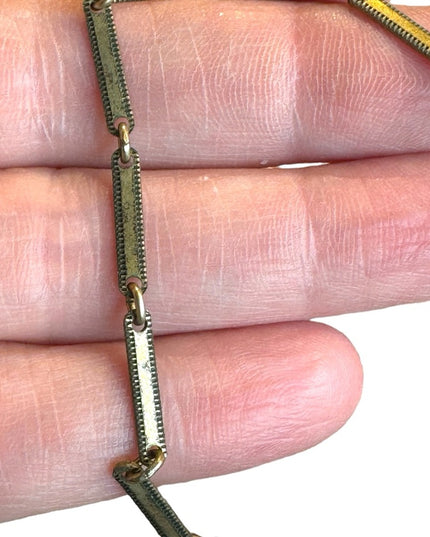 Vintage antiqued gold finish large locket beaded necklace