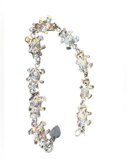 Soo cute sterling silver 925 teddy bear link bracelet 7”
