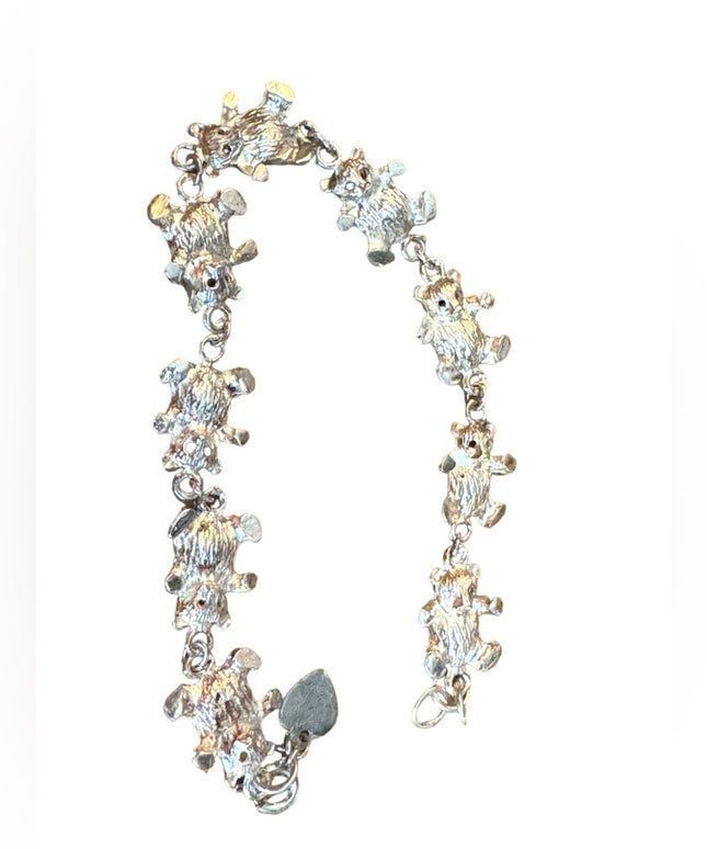Soo cute sterling silver 925 teddy bear link bracelet 7”