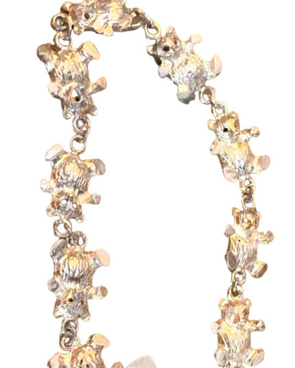 Soo cute sterling silver 925 teddy bear link bracelet 7”