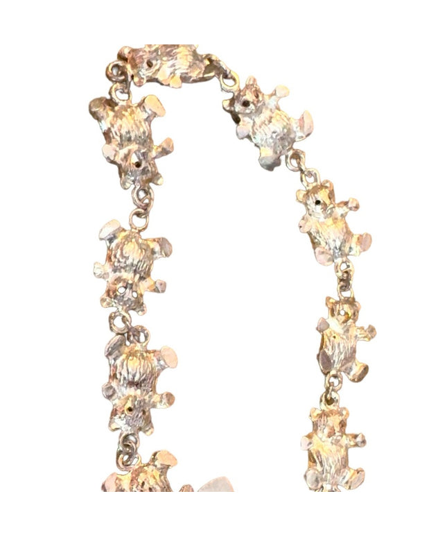 Soo cute sterling silver 925 teddy bear link bracelet 7”