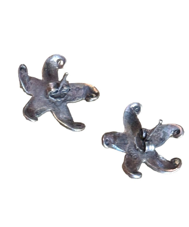 Lovely sterling silver marcasite antiqued flower earrings