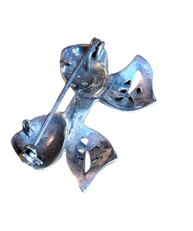 Vintage sterling silver 925 marcasite BOW brooch