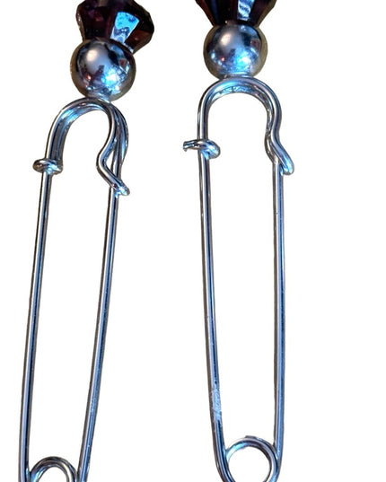 Vintage Lovely purple crystal Large Scottish KILT pins brooches silver finish