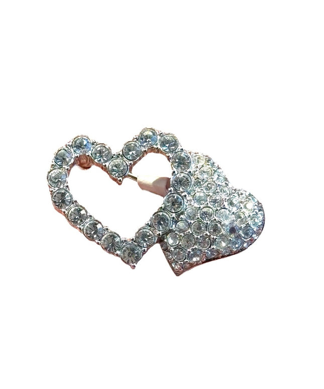 Lovely retired SWAROVSKI Authentic swan crystal hearts brooch silver finish