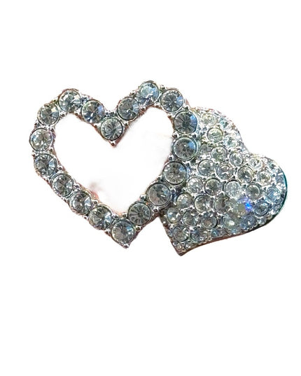 Lovely retired SWAROVSKI Authentic swan crystal hearts brooch silver finish