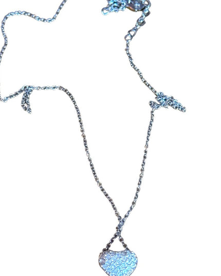 Lovely Swarovski crystal rhodium plate authentic swan heart necklace