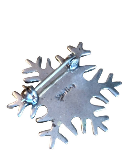 Sterling silver snowflake brooch 925 Vintage