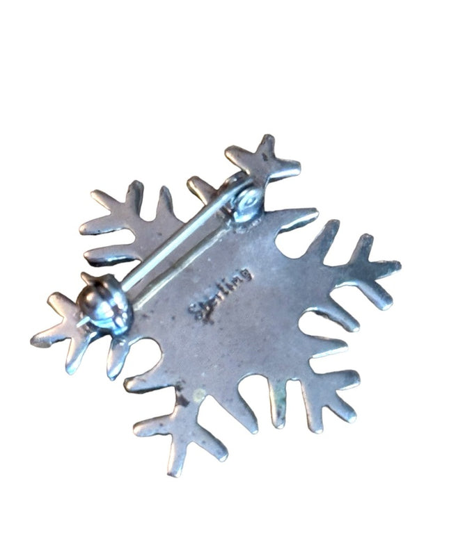 Sterling silver snowflake brooch 925 Vintage