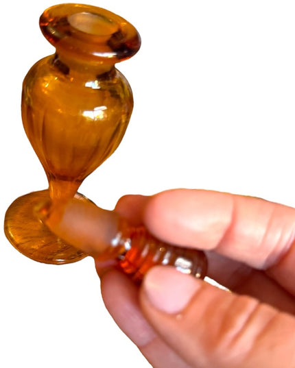 Vintage 1930s amber glass CZECH Perfume bottle 6x2”