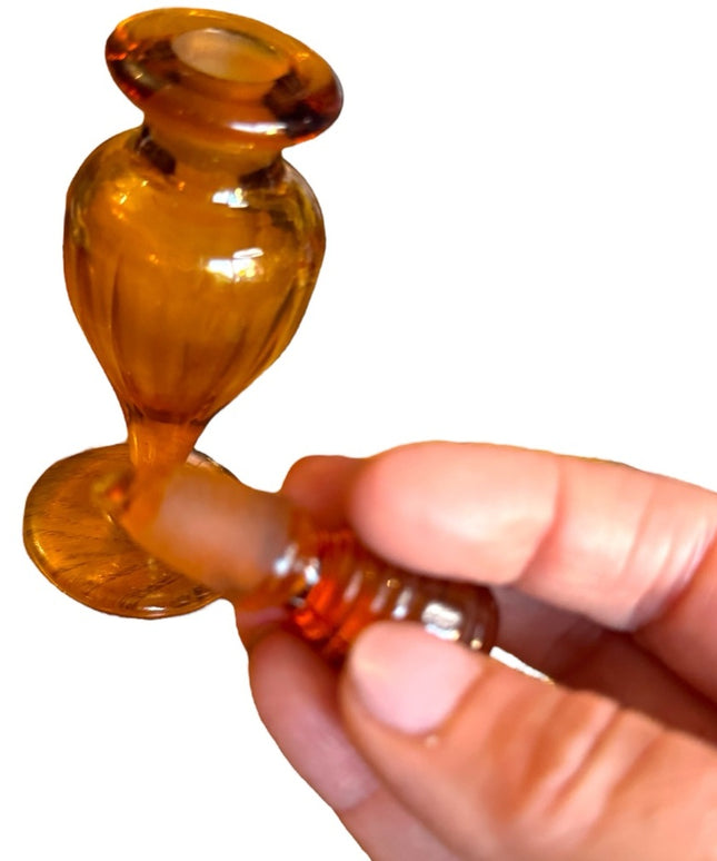 Vintage 1930s amber glass CZECH Perfume bottle 6x2”