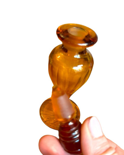Vintage 1930s amber glass CZECH Perfume bottle 6x2”