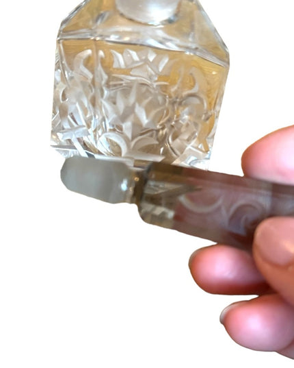 Vintage etched glass scrollwork design crystal  perfume bottle