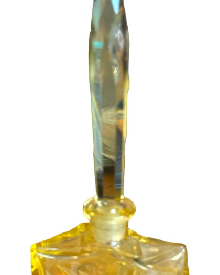 Antique Lemon glass etched crystal perfume bottle 1920s Art Deco