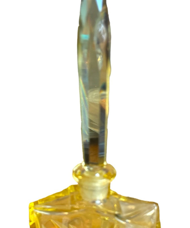 Antique Lemon glass etched crystal perfume bottle 1920s Art Deco