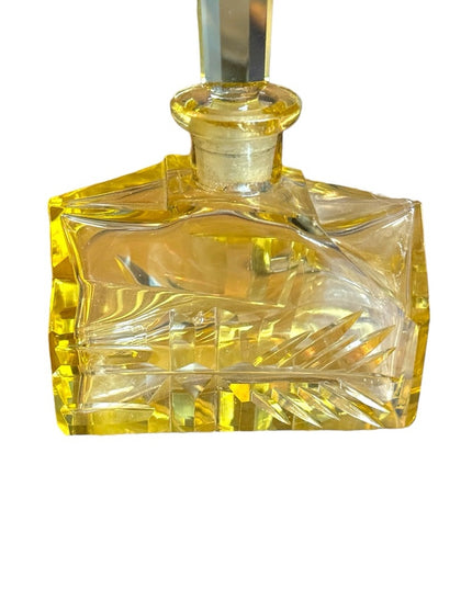 Antique Lemon glass etched crystal perfume bottle 1920s Art Deco