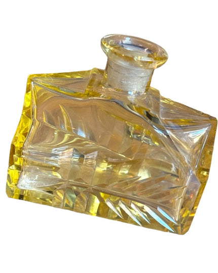 Antique Lemon glass etched crystal perfume bottle 1920s Art Deco
