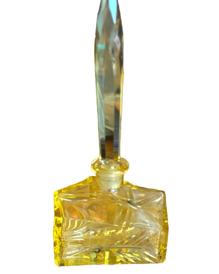 Antique Lemon glass etched crystal perfume bottle 1920s Art Deco
