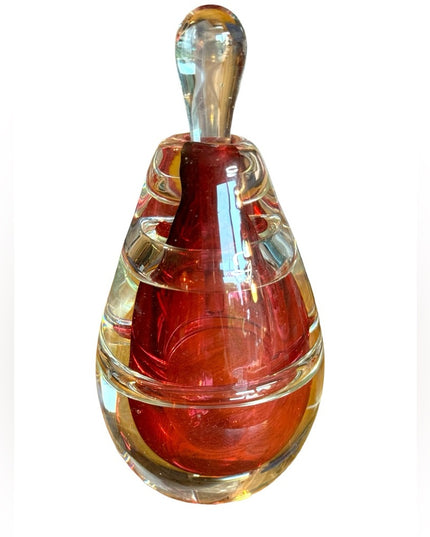 Lovely handmade spun glass pink perfume bottle Murano crystal raspberry heavy