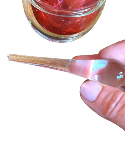 Lovely handmade spun glass pink perfume bottle Murano crystal raspberry heavy