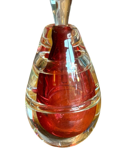 Lovely handmade spun glass pink perfume bottle Murano crystal raspberry heavy