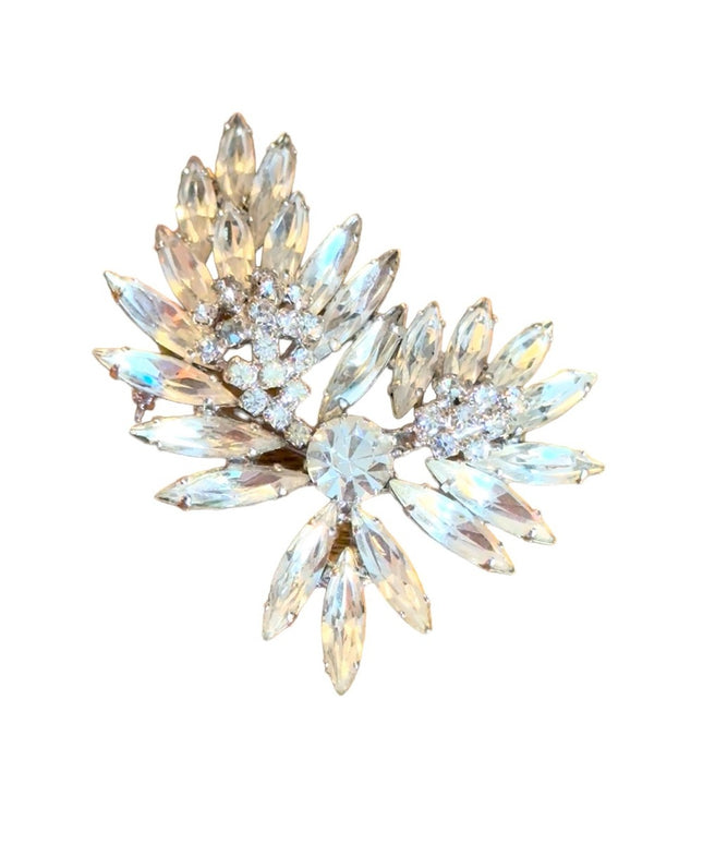 Vintage 1960s UNMARKED Sherman crystal brooch clear crystal