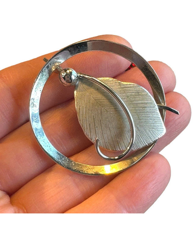Vintage 1960s Boyd Bond large leaf sterling silver 925 brooch