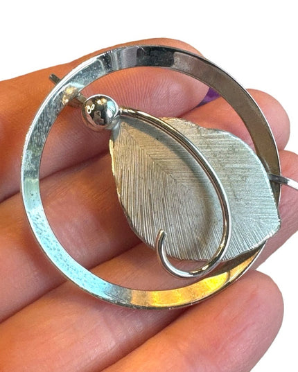 Vintage 1960s Boyd Bond large leaf sterling silver 925 brooch