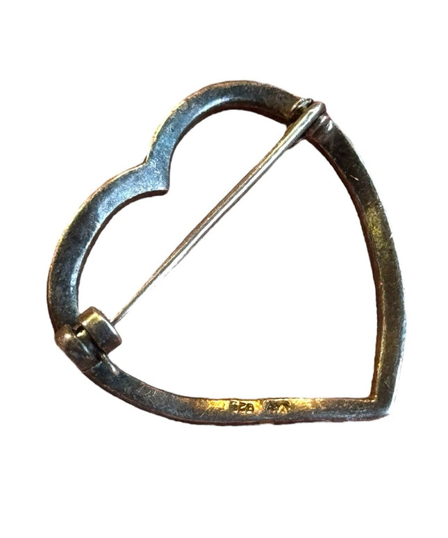 Lovely sterling silver 925 marcasite heart brooch vintage