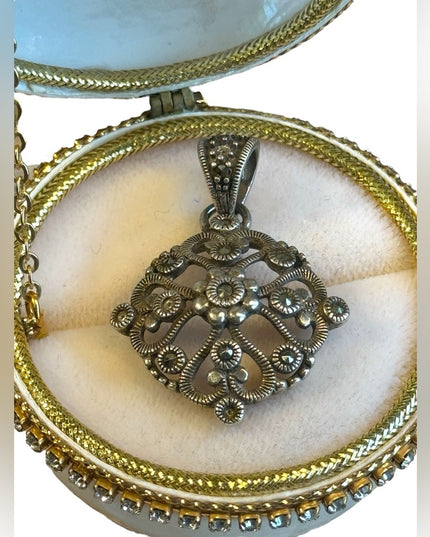 Sterling silver 925 marcasite necklace pendant