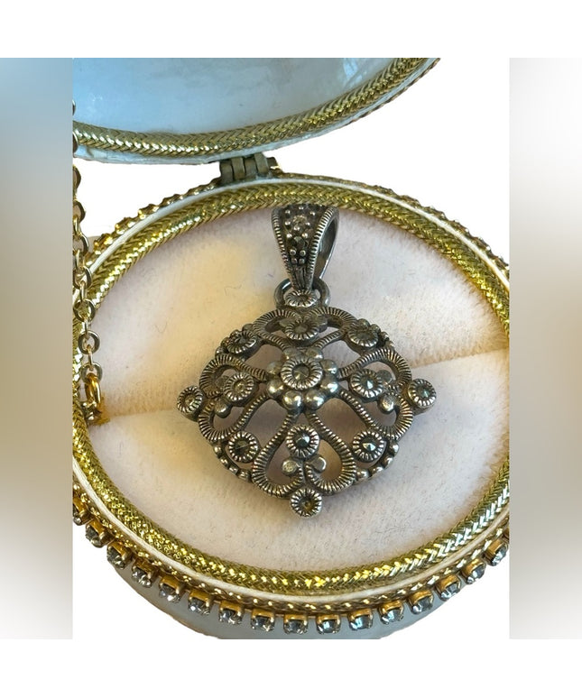 Sterling silver 925 marcasite necklace pendant