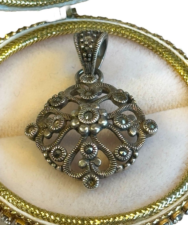 Sterling silver 925 marcasite necklace pendant