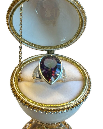 Stunning sterling silver 925 open work Mystic topaz ring filagree