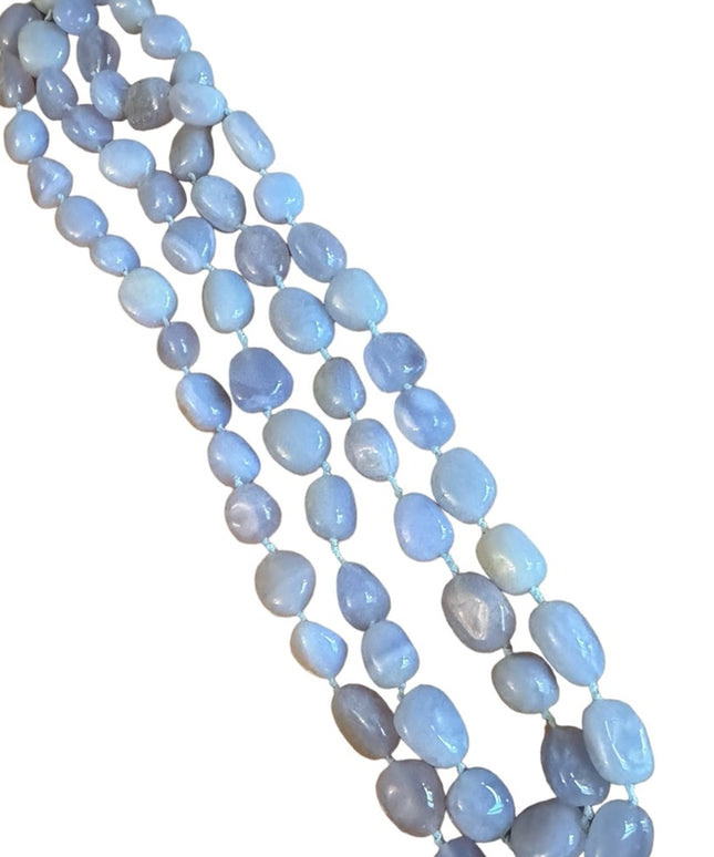 SAJEN Chalcedony Long Necklace Blue chunky heavy stones deaigner quality