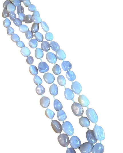 SAJEN Chalcedony Long Necklace Blue chunky heavy stones deaigner quality