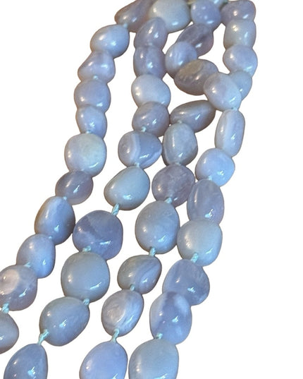 SAJEN Chalcedony Long Necklace Blue chunky heavy stones deaigner quality